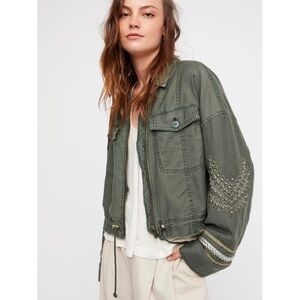 Free People Extreme Cropped Military surplus Army Jacket coat
